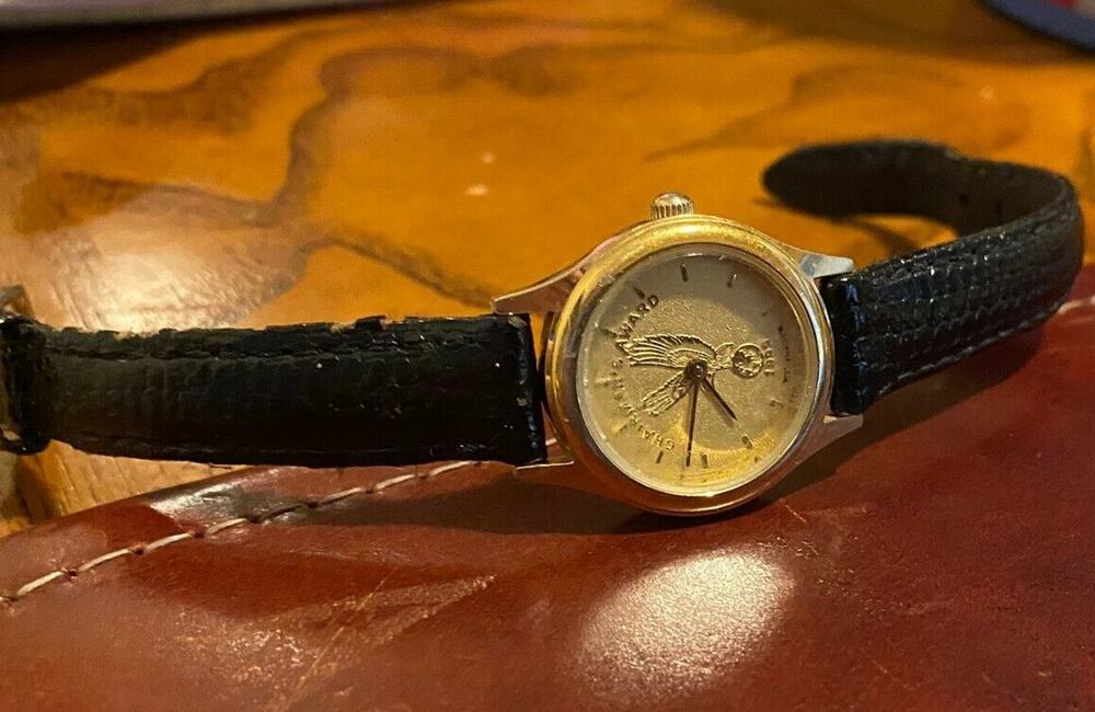 Women's Gold Tone Wittnauer Watch with Emblem of Eagle Atop Globe, 1999